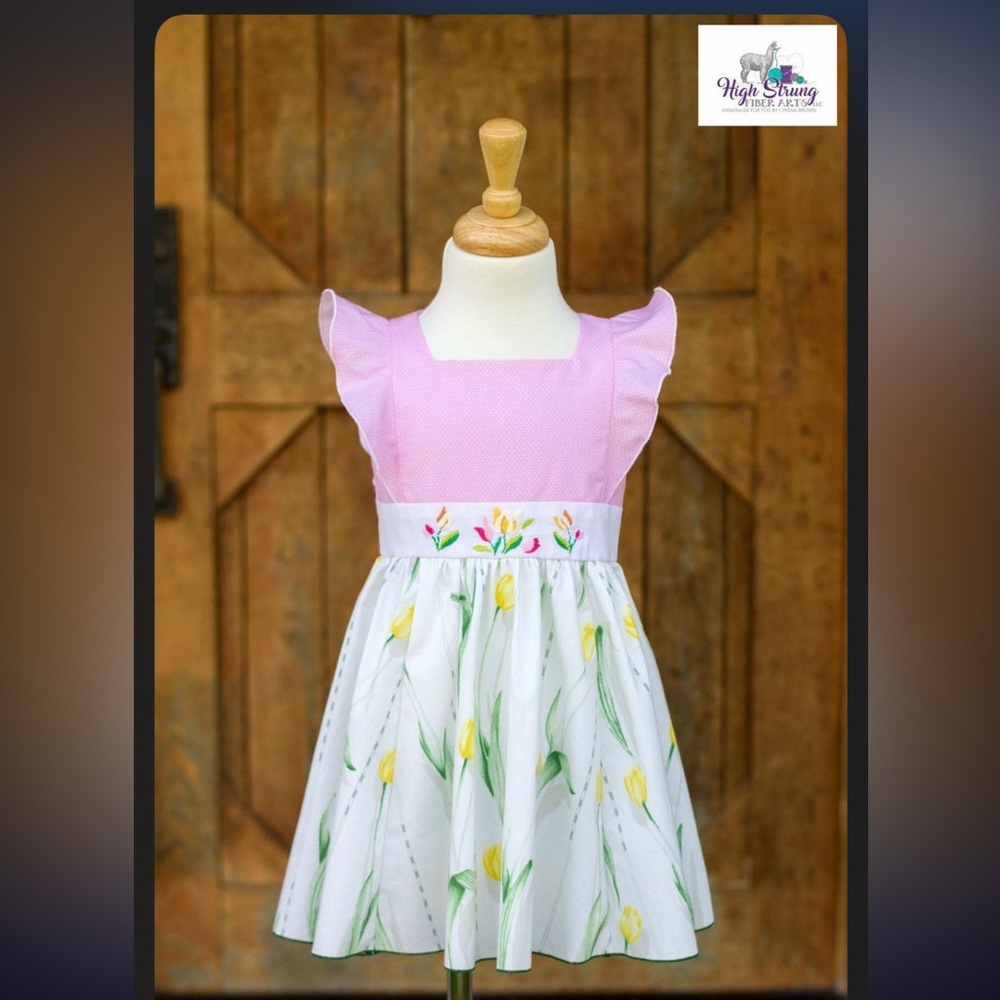 Girls Custom Vintage Fabric Dresses- Two sizes available